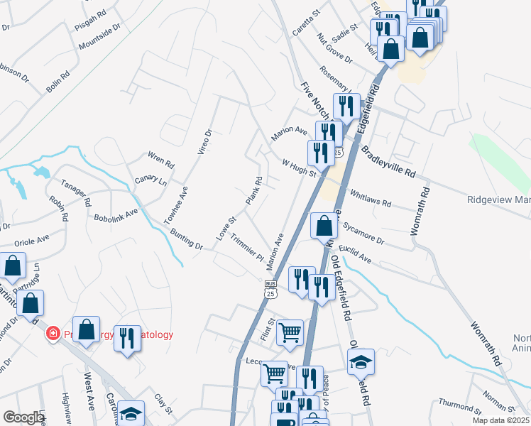 map of restaurants, bars, coffee shops, grocery stores, and more near 1721 Jones Street in North Augusta