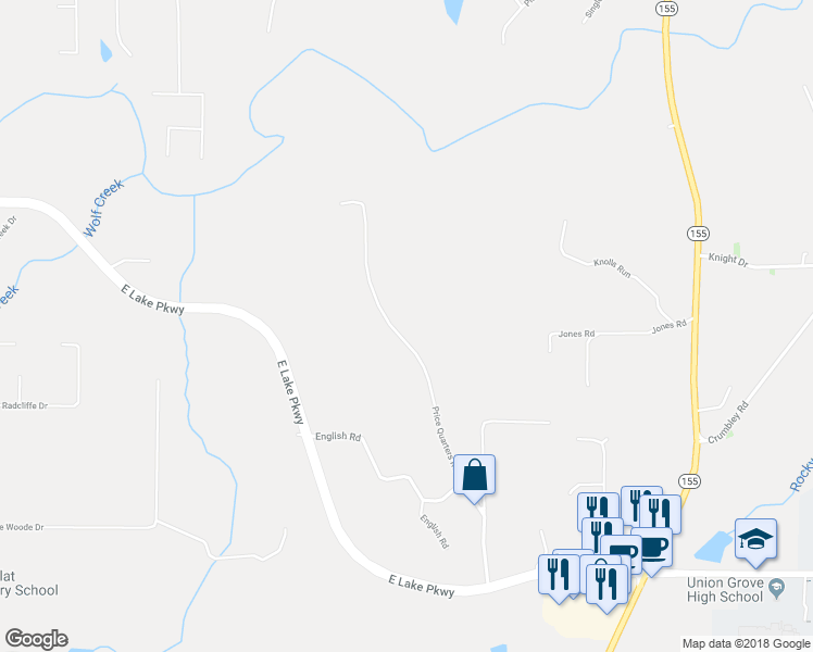 map of restaurants, bars, coffee shops, grocery stores, and more near 530 Price Quarters Road in McDonough