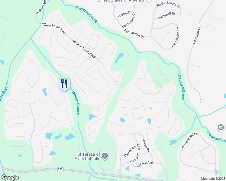 map of restaurants, bars, coffee shops, grocery stores, and more near 975 Glenhaven Drive in Evans