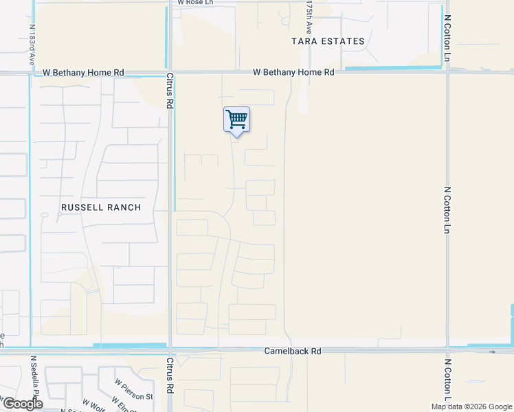 map of restaurants, bars, coffee shops, grocery stores, and more near 6009 North 175th Avenue in Waddell