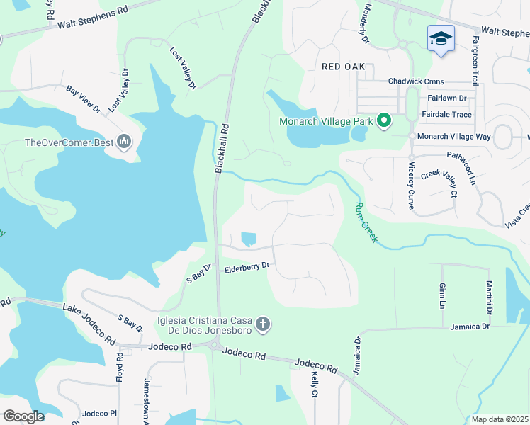 map of restaurants, bars, coffee shops, grocery stores, and more near 543 Serene Waters Trail in Jonesboro