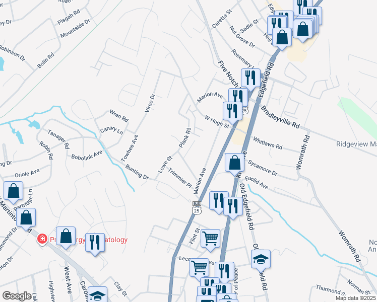 map of restaurants, bars, coffee shops, grocery stores, and more near 1721 Jones Street in North Augusta
