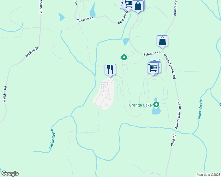 map of restaurants, bars, coffee shops, grocery stores, and more near 11190 Serenbe Lane in Palmetto