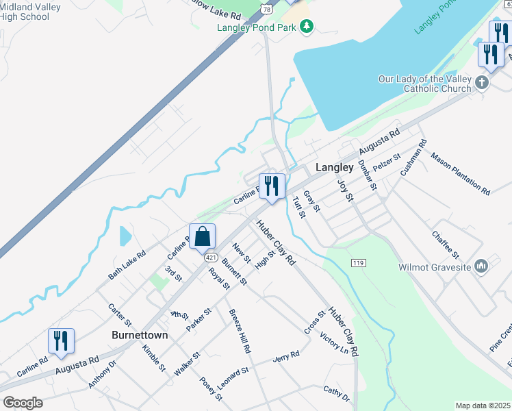 map of restaurants, bars, coffee shops, grocery stores, and more near 2914 Augusta Road in Warrenville