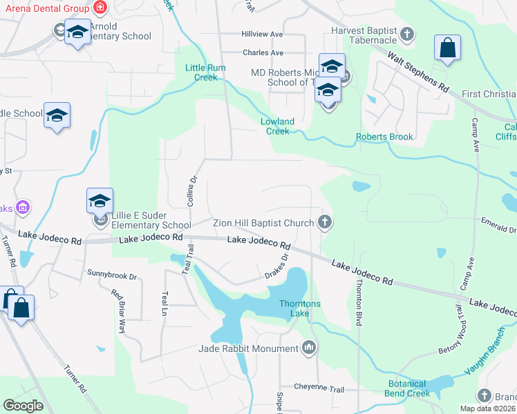 map of restaurants, bars, coffee shops, grocery stores, and more near 1704 Sherry Lane in Jonesboro