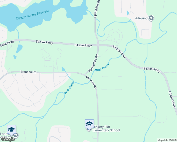 map of restaurants, bars, coffee shops, grocery stores, and more near 100 Springdale Road in Stockbridge
