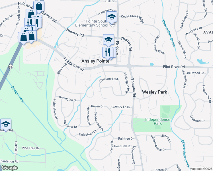 map of restaurants, bars, coffee shops, grocery stores, and more near 440 Wellington Way in Jonesboro
