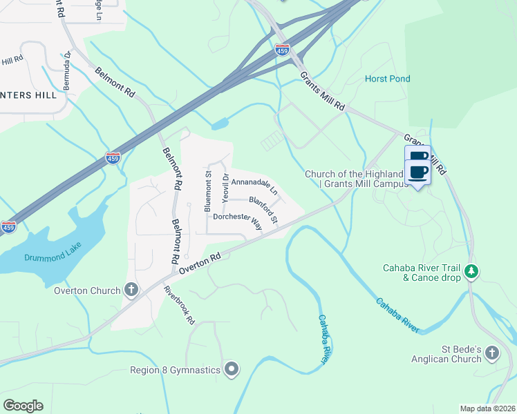 map of restaurants, bars, coffee shops, grocery stores, and more near 5723 Blanford Street in Irondale