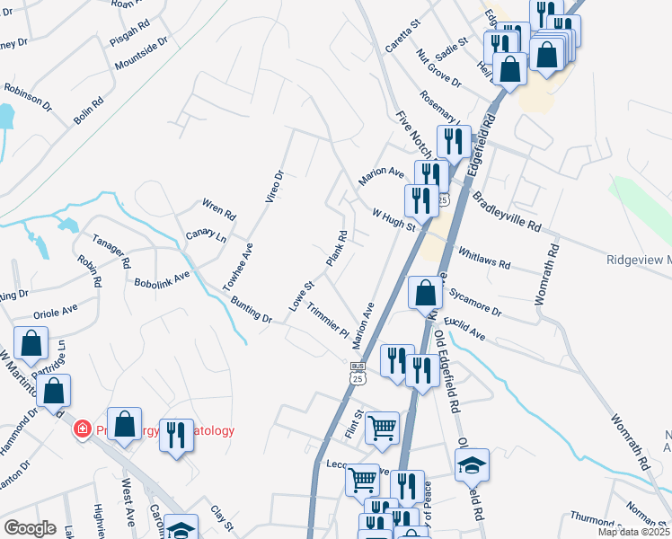map of restaurants, bars, coffee shops, grocery stores, and more near 1721 Jones Street in North Augusta