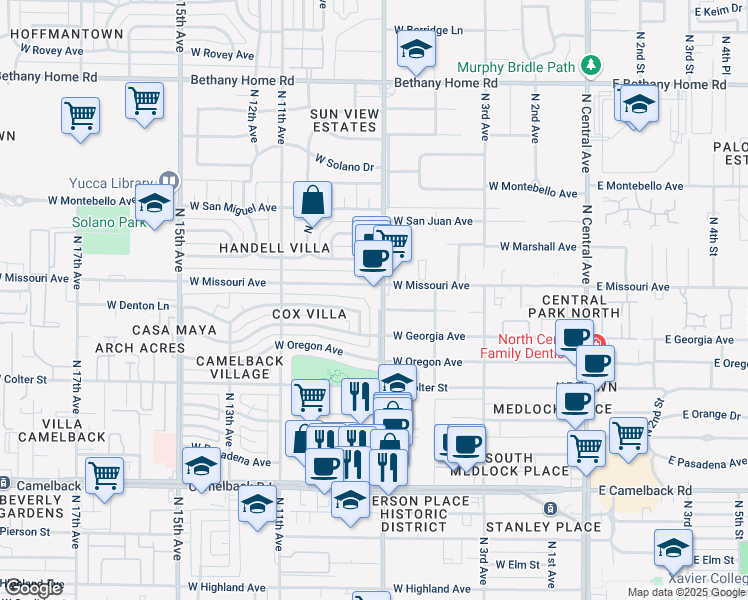 map of restaurants, bars, coffee shops, grocery stores, and more near 5338 North 7th Avenue in Phoenix