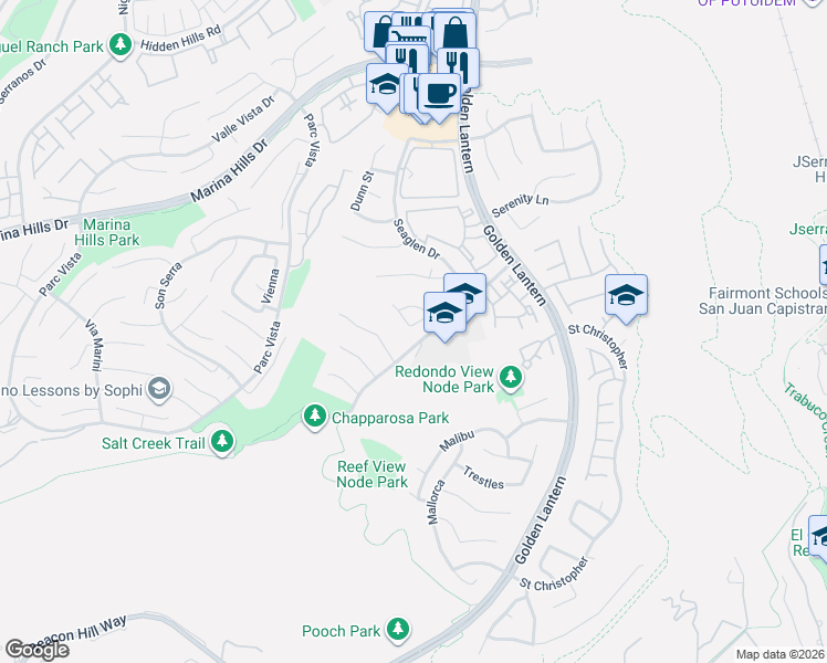 map of restaurants, bars, coffee shops, grocery stores, and more near 33 Gullwing in Laguna Beach