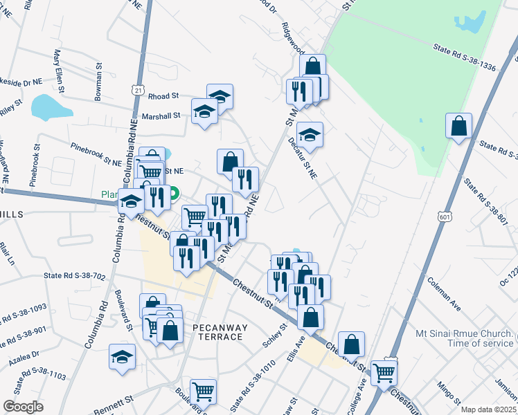 map of restaurants, bars, coffee shops, grocery stores, and more near 164442 Saint Matthews Road Northeast in Orangeburg