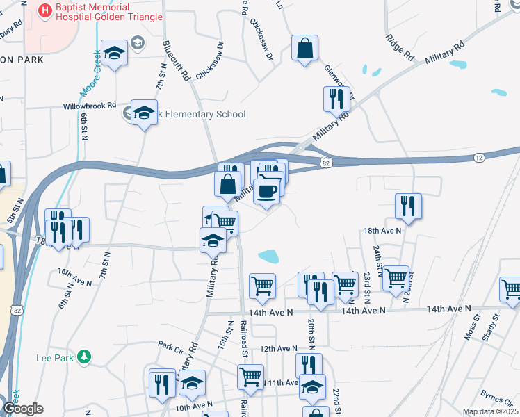 map of restaurants, bars, coffee shops, grocery stores, and more near 114 Brickyard Rd in Columbus