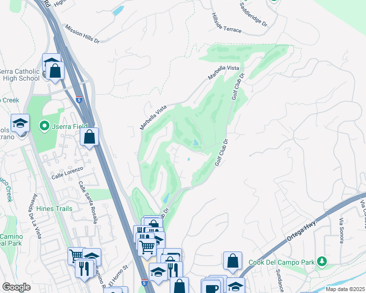 map of restaurants, bars, coffee shops, grocery stores, and more near 79 Plaza Cuesta in San Juan Capistrano