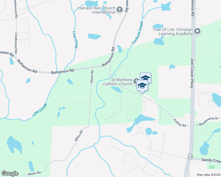 map of restaurants, bars, coffee shops, grocery stores, and more near 262 Kirkley Road in Tyrone