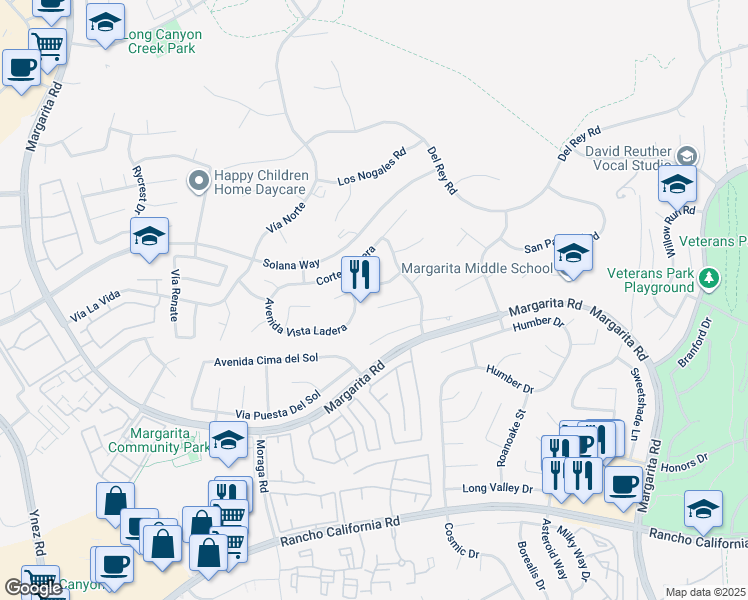 map of restaurants, bars, coffee shops, grocery stores, and more near 30064 Corte Carrizo in Temecula