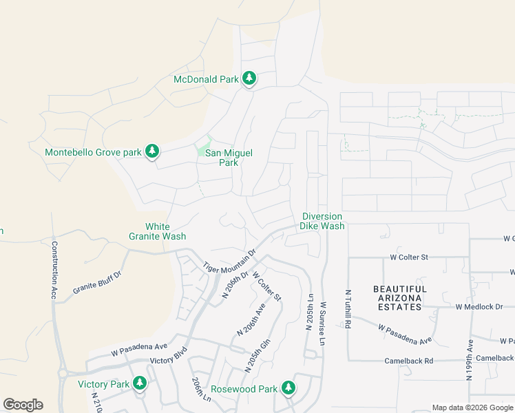 map of restaurants, bars, coffee shops, grocery stores, and more near 5344-5386 North Tuthill Road in Litchfield Park