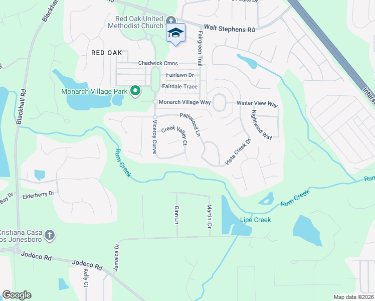 map of restaurants, bars, coffee shops, grocery stores, and more near 585 Creek Valley Court in Stockbridge