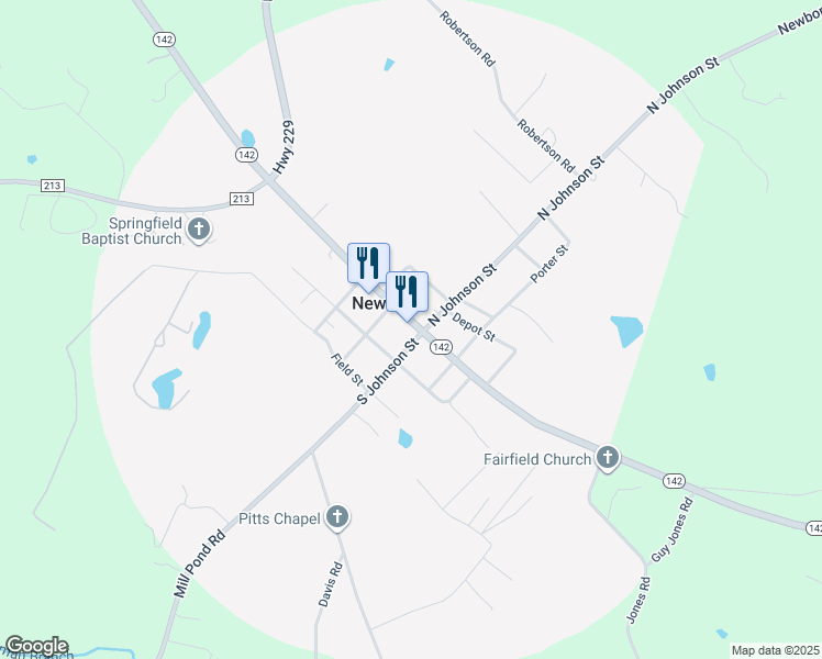 map of restaurants, bars, coffee shops, grocery stores, and more near 4220 Georgia 142 in Newborn