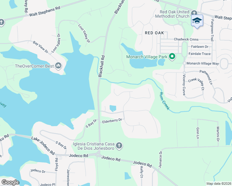 map of restaurants, bars, coffee shops, grocery stores, and more near 563 Serene Waters Trail in Jonesboro