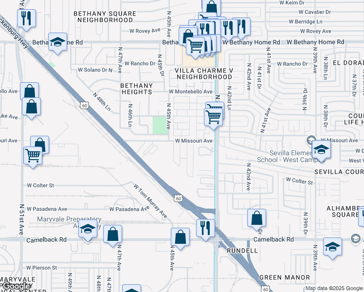 map of restaurants, bars, coffee shops, grocery stores, and more near 71 Mobile Home Park in Glendale