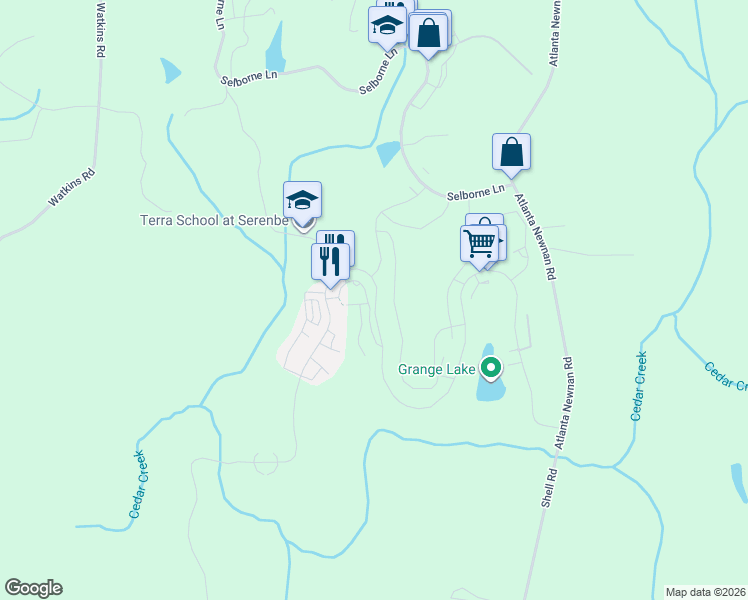map of restaurants, bars, coffee shops, grocery stores, and more near 11190 Serenbe Lane in Palmetto