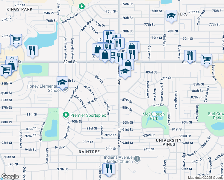 map of restaurants, bars, coffee shops, grocery stores, and more near 3409 86th Street in Lubbock
