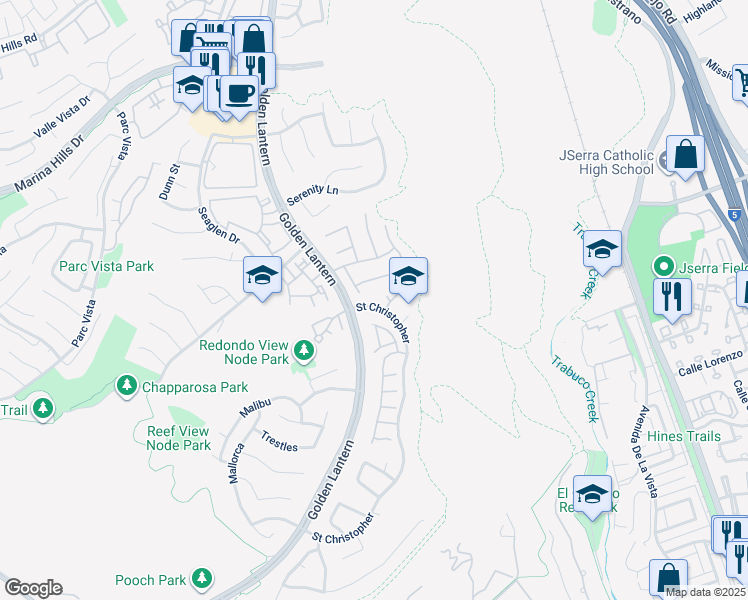map of restaurants, bars, coffee shops, grocery stores, and more near 4 Saint Martin in Laguna Niguel