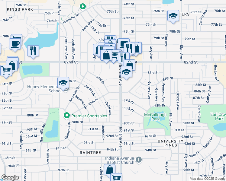 map of restaurants, bars, coffee shops, grocery stores, and more near 3409 86th Street in Lubbock