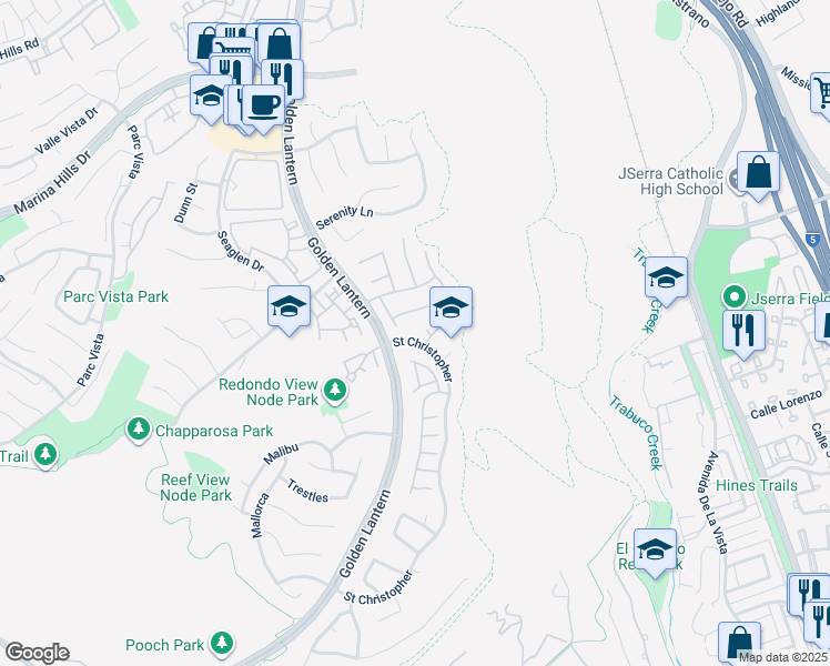map of restaurants, bars, coffee shops, grocery stores, and more near 4 Saint Martin in Laguna Niguel