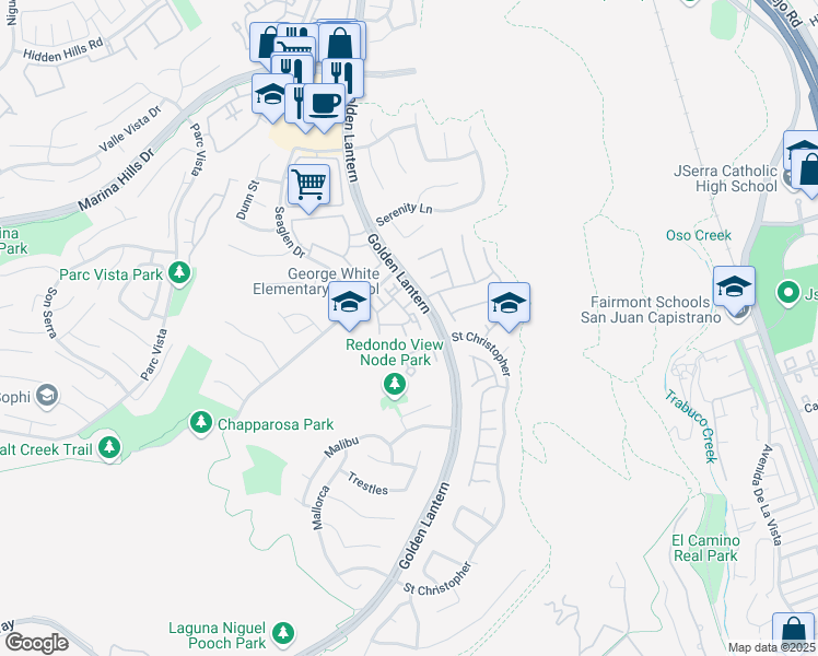 map of restaurants, bars, coffee shops, grocery stores, and more near in Laguna Niguel