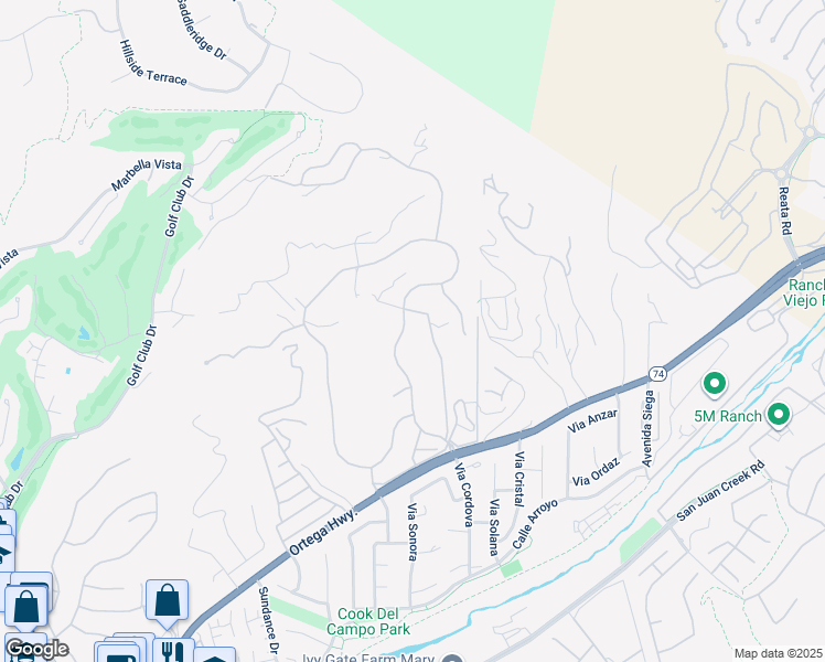 map of restaurants, bars, coffee shops, grocery stores, and more near 30732 Hunt Club Drive in San Juan Capistrano