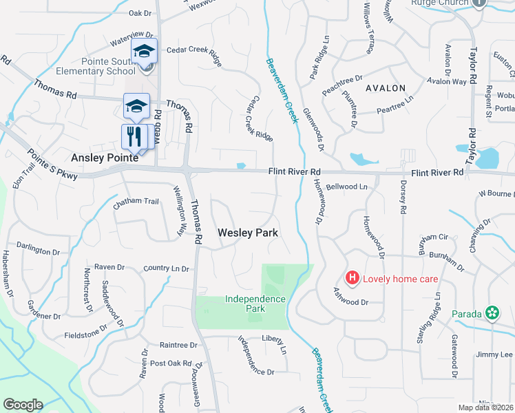 map of restaurants, bars, coffee shops, grocery stores, and more near 428 Churchill Court in Jonesboro