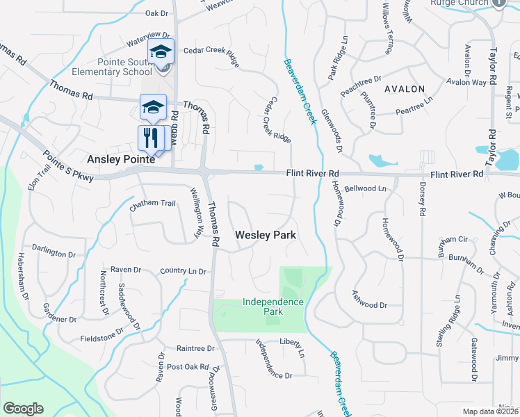 map of restaurants, bars, coffee shops, grocery stores, and more near 428 Churchill Court in Jonesboro