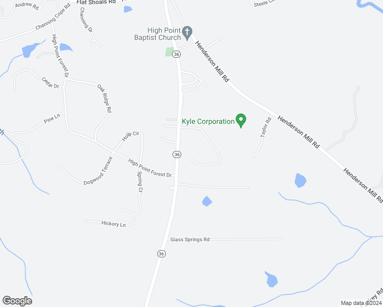 map of restaurants, bars, coffee shops, grocery stores, and more near 260 Myrtle Grove Lane in Covington