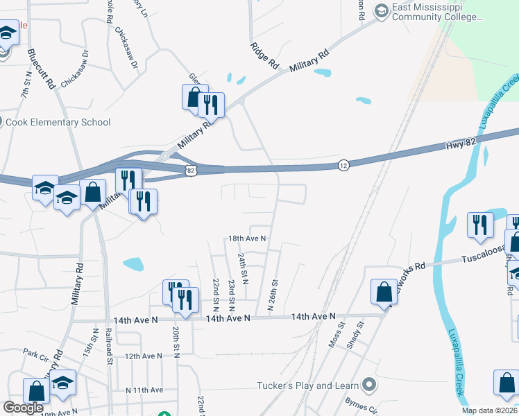 map of restaurants, bars, coffee shops, grocery stores, and more near 1801 Martin Luther King Junior Drive in Columbus