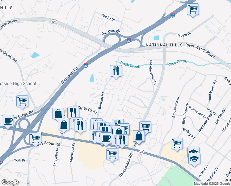 map of restaurants, bars, coffee shops, grocery stores, and more near 2031 Lillian Drive in Augusta