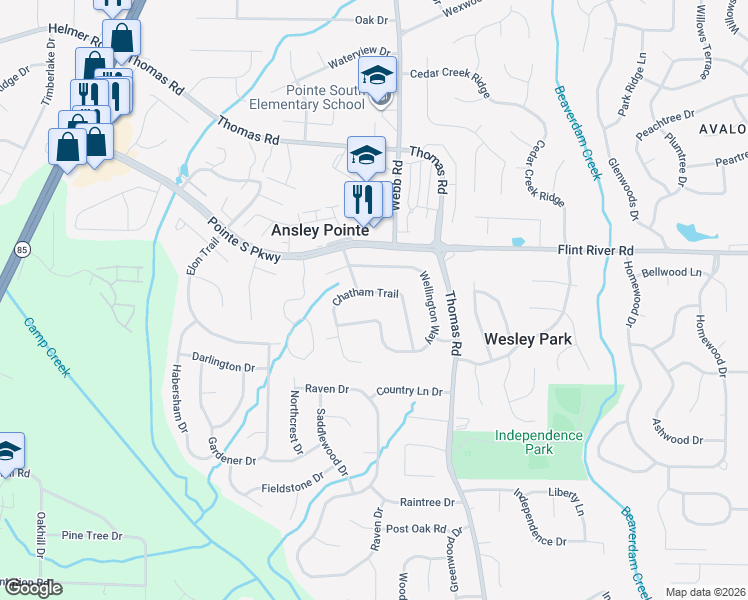 map of restaurants, bars, coffee shops, grocery stores, and more near 456 Wellington Way in Jonesboro
