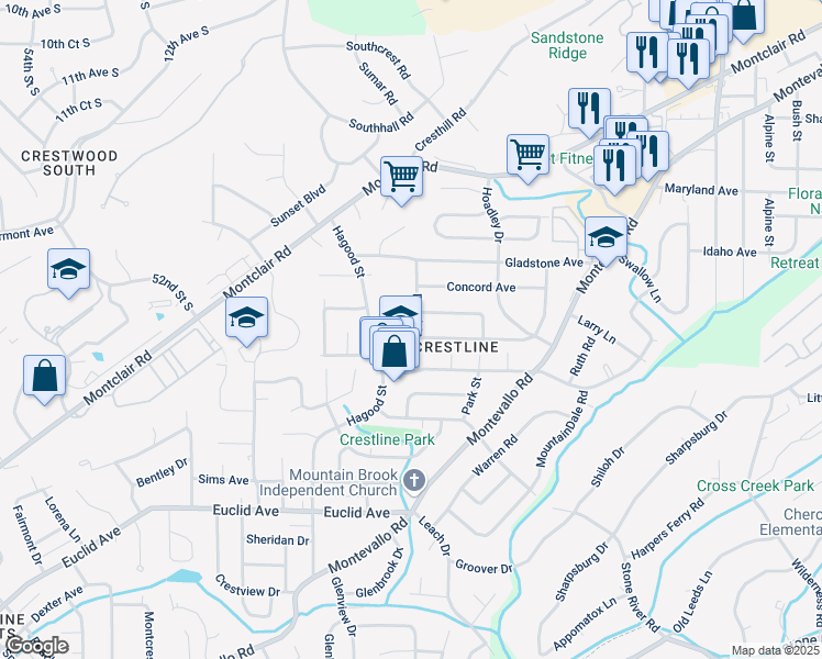 map of restaurants, bars, coffee shops, grocery stores, and more near 606 Royal Street in Birmingham