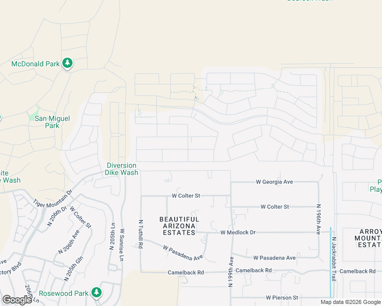 map of restaurants, bars, coffee shops, grocery stores, and more near 20011 West Missouri Street in Litchfield Park
