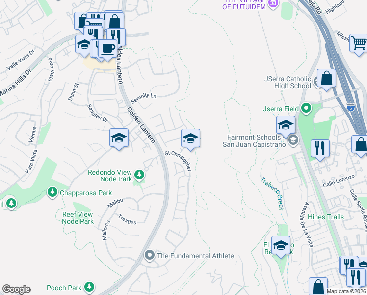 map of restaurants, bars, coffee shops, grocery stores, and more near 7 Saint Martin in Laguna Niguel