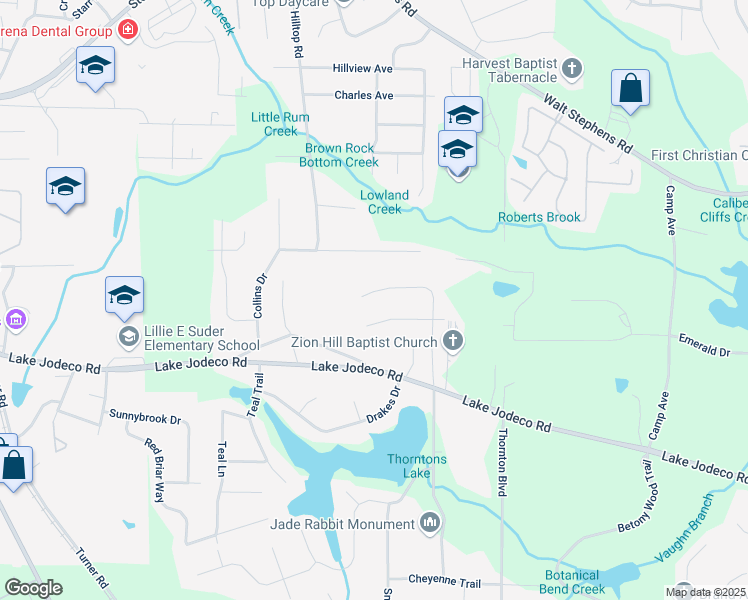 map of restaurants, bars, coffee shops, grocery stores, and more near 8683 Twin Oaks Drive in Jonesboro