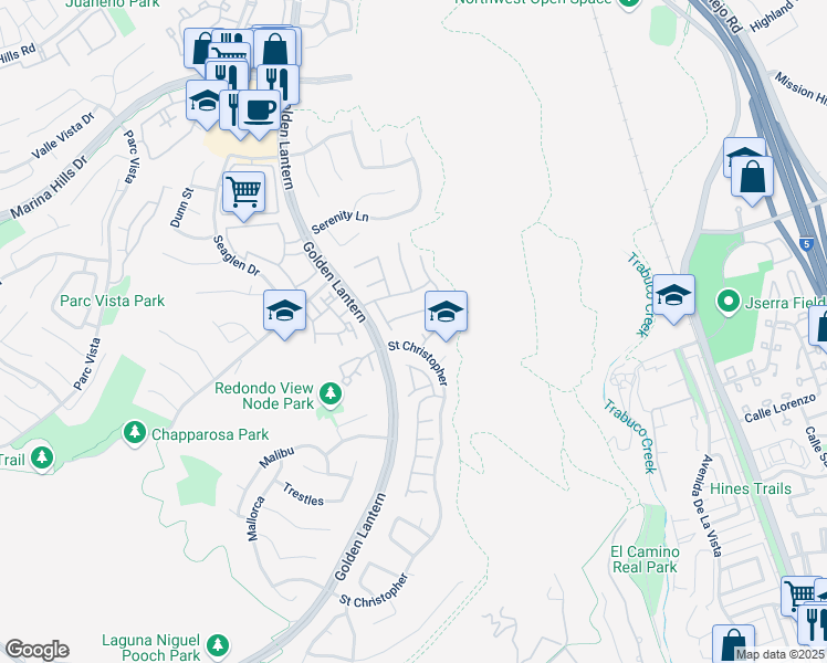 map of restaurants, bars, coffee shops, grocery stores, and more near 2 Saint Martin in Laguna Niguel