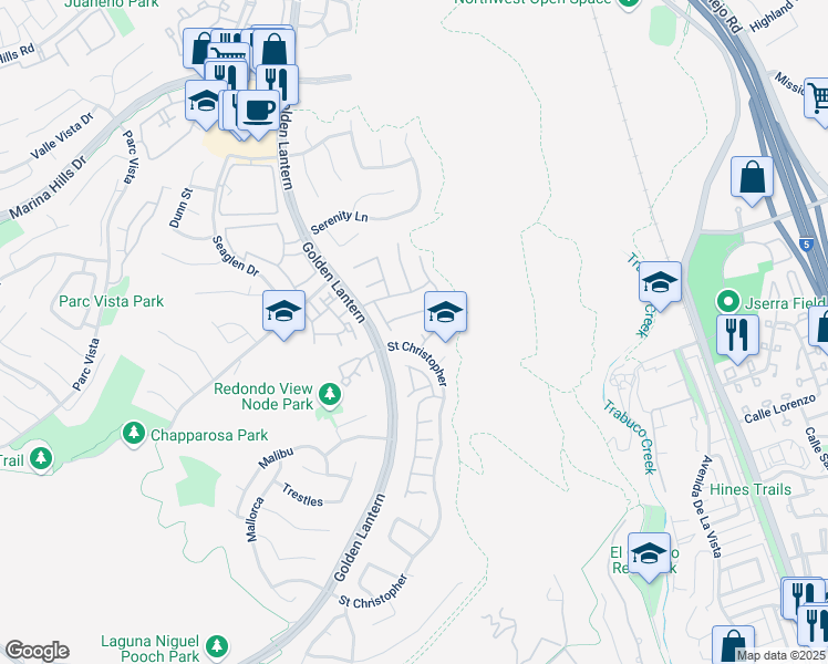 map of restaurants, bars, coffee shops, grocery stores, and more near 2 Saint Martin in Laguna Niguel