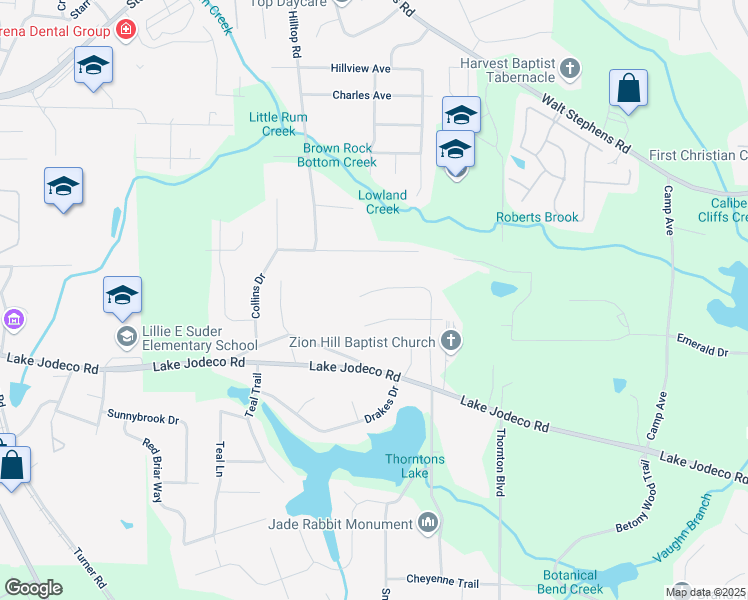 map of restaurants, bars, coffee shops, grocery stores, and more near 8683 Twin Oaks Drive in Jonesboro