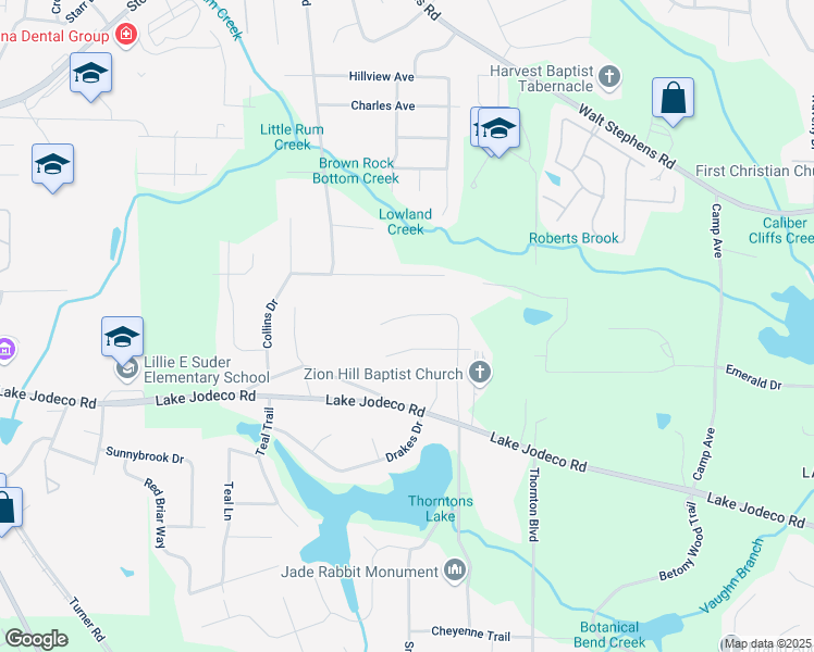 map of restaurants, bars, coffee shops, grocery stores, and more near 8691 Twin Oaks Drive in Jonesboro