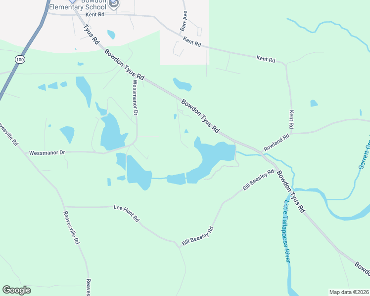 map of restaurants, bars, coffee shops, grocery stores, and more near 135 Lake Clyde Circle in Bowdon