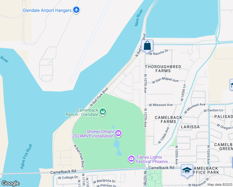 map of restaurants, bars, coffee shops, grocery stores, and more near 10865 West Marshall Avenue in Phoenix