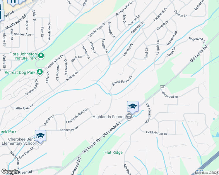 map of restaurants, bars, coffee shops, grocery stores, and more near 4616 Round Forest Circle in Birmingham