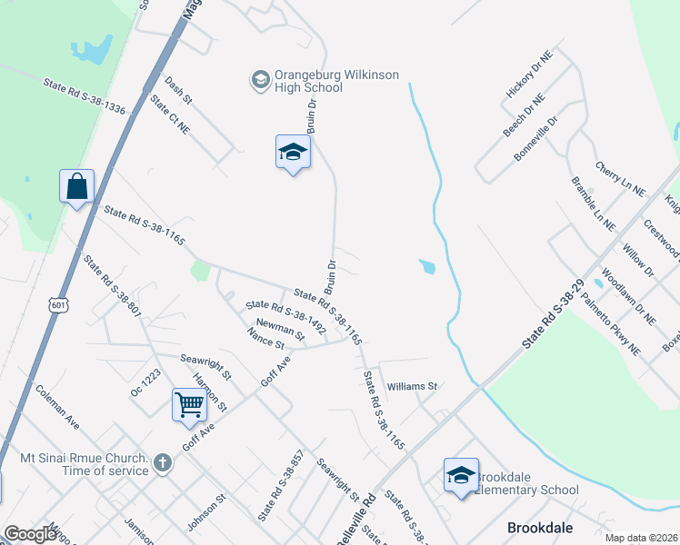 map of restaurants, bars, coffee shops, grocery stores, and more near 100 Living Way in Orangeburg